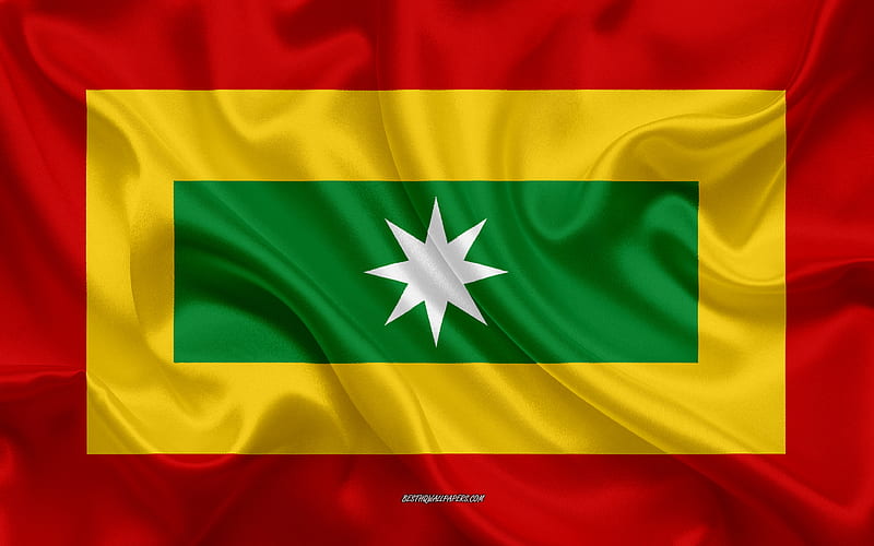 Flag of Barranquilla, , silk texture, Barranquilla, Colombian city, Barranquilla flag, Colombia, HD wallpaper