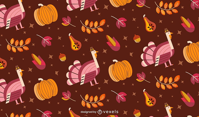 Pattern, orange, thanksgiving, turkey, bird, vexels, brown, pink, texture, pumpkin, autumn, leaf, HD wallpaper