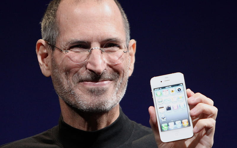Steve Paul Jobs and his Apple iphone4, HD wallpaper