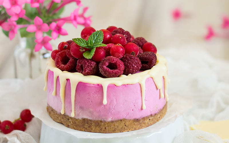 raspberry cheesecake, cakes, pastries, sweets, raspberries, HD wallpaper