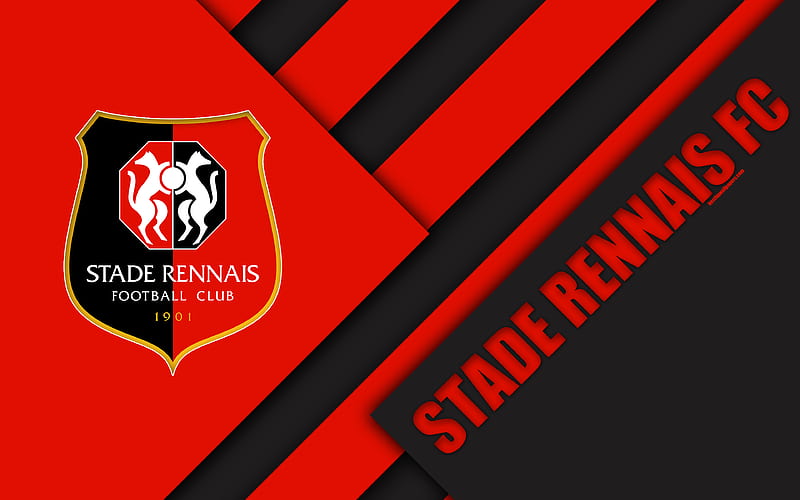 Stade Rennais FC material design, logo, French football club, black red abstraction, Ligue 1, Rennes, France, football, HD wallpaper