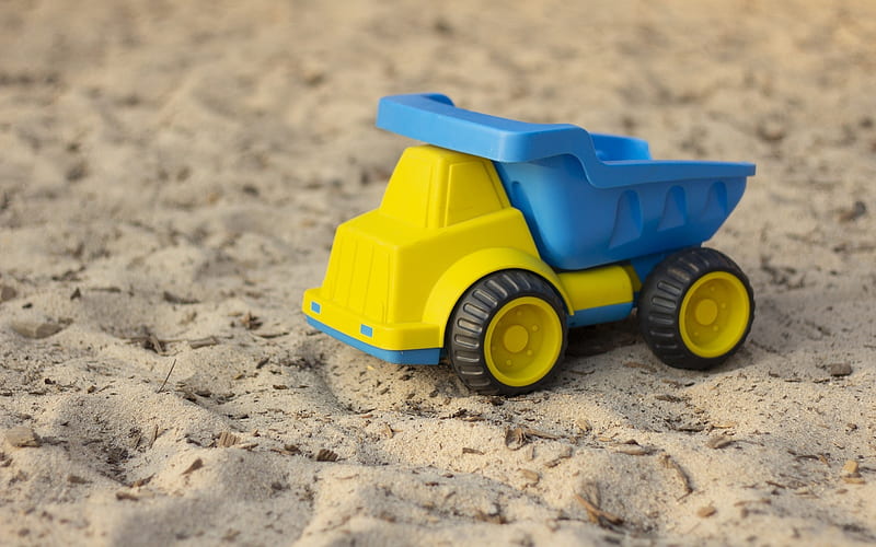 Toy Truck, toy, sand, truck, car, HD wallpaper