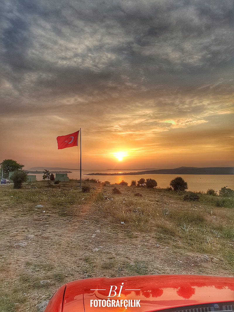 bayrak manzara, ayyildiz, flag, turkiye, HD phone wallpaper