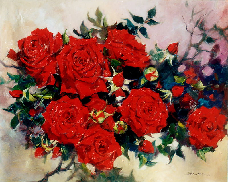 Timeless, red, cut, elegants, romantic, layers, roses, buds, floral ...