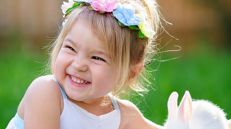 Cute Smiley Baby Girl Is Wearing White Dress Cute, HD wallpaper
