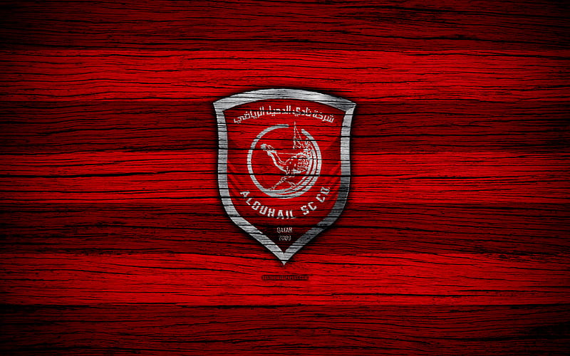 Al-Duhail FC logo, Qatar Stars League, soccer, football club, Qatar, Al-Duhail, Doha, wooden texture, FC Al-Duhail, HD wallpaper
