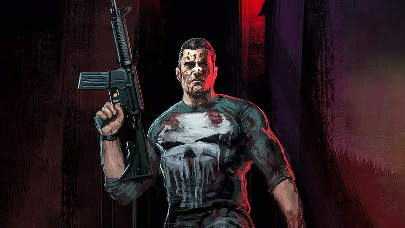 Punisher With Gun, punisher, superheroes, artist, artwork, digital-art, HD wallpaper