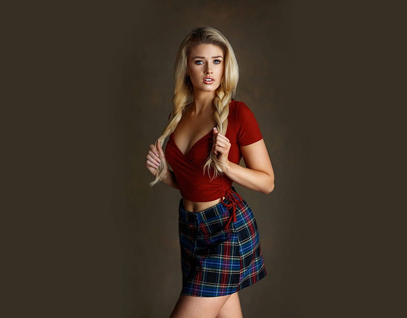 Plaid, strike a pose, all things red, color on black, women are special, Bid Un, red on black or reverse, female trendsetters, album, HD wallpaper