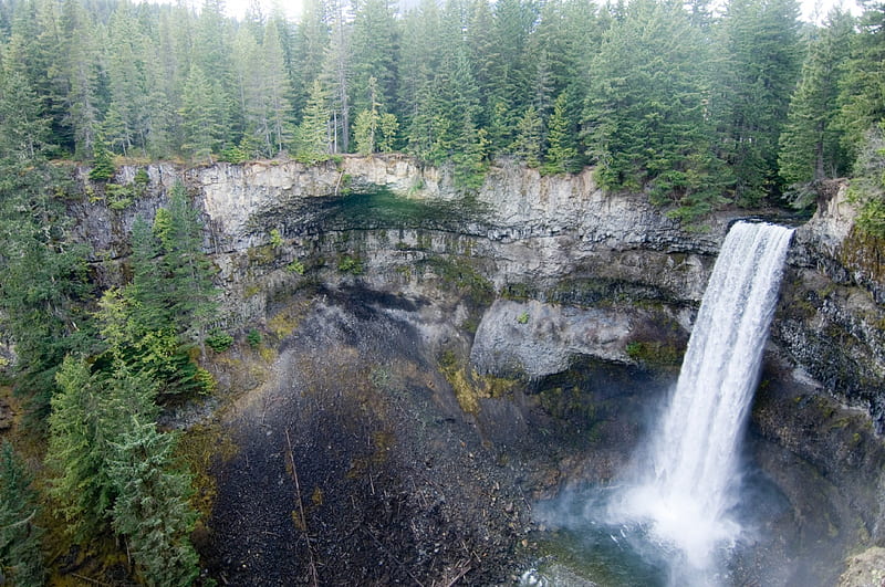 Brandywine Falls near Whistler, BC, Mountains, Trees, Waterfall, Canada, HD wallpaper
