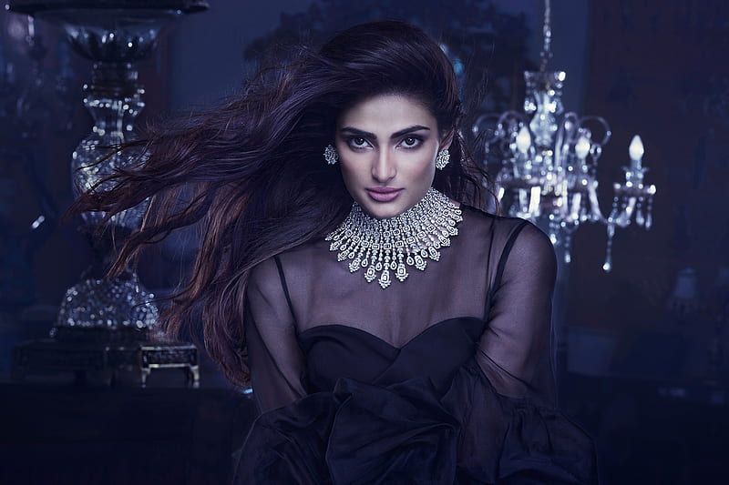 Actresses, Athiya Shetty, Actress, Bollywood, Brown Eyes, Brunette, Earrings, Girl, Indian, Jewelry, Necklace, HD wallpaper