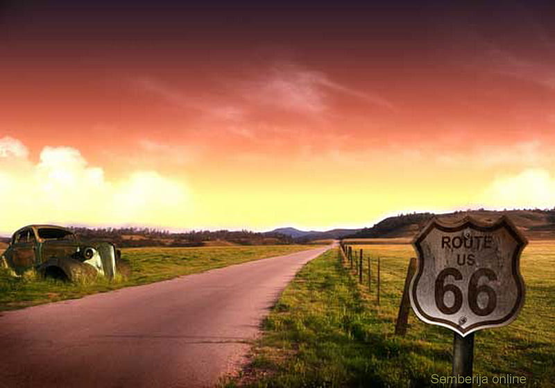 Route 66, modran, 66, amerika, auto, route, HD wallpaper