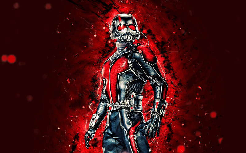 Ant-Man red neon lights, superheroes, Marvel Comics, creative, Ant-Man, HD wallpaper