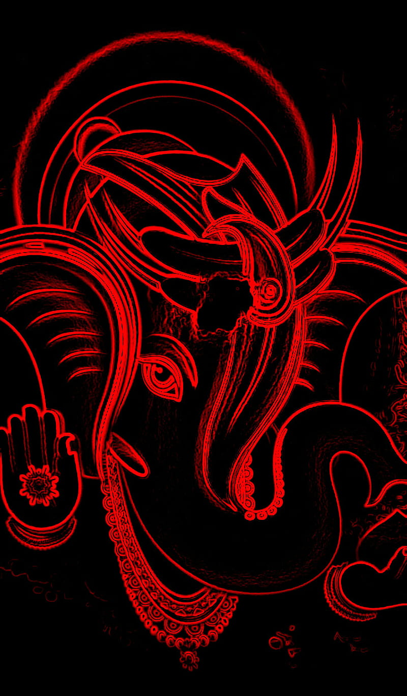Ganesha, red and black graphy, sm graphs, HD phone wallpaper | Peakpx