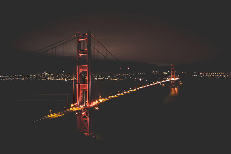 golden bridge during night time, HD wallpaper