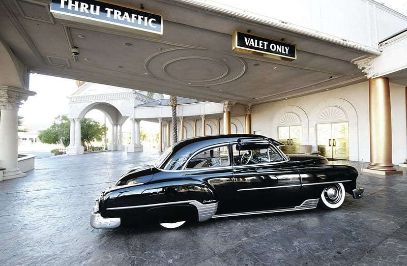 1952-Chevrolet-Deluxe, Classic, Black, Whitewalls, GM, HD wallpaper