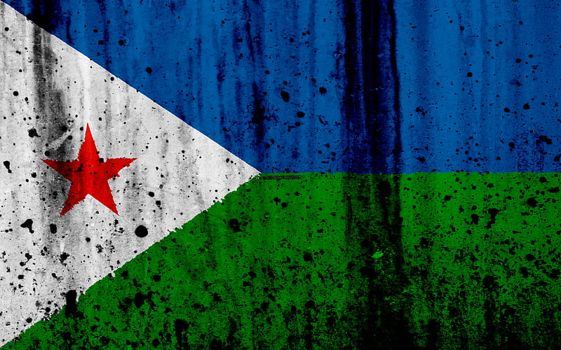 Djibouti flag grunge, flag of Djibouti, Africa, Djibouti, national symbols, Djibouti national flag, HD wallpaper