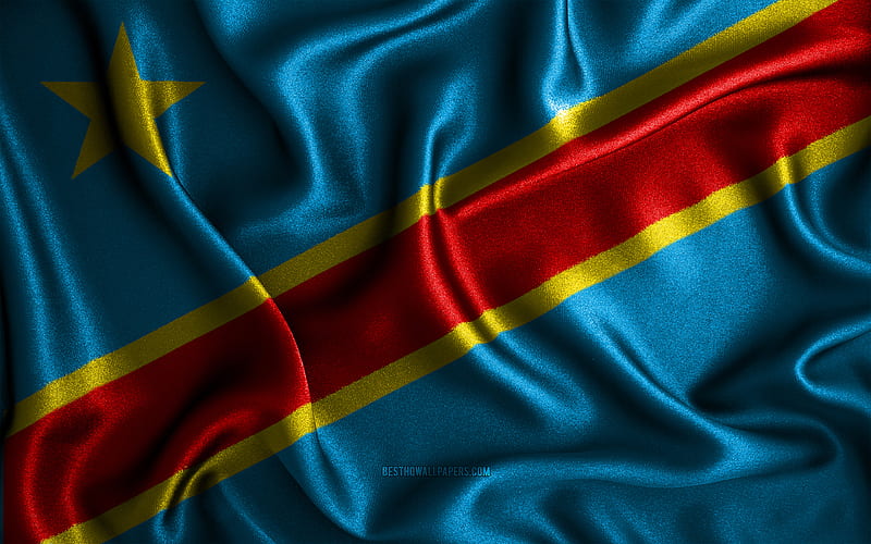 Democratic Republic of Congo flag silk wavy flags, African countries, national symbols, Flag of DR Congo, fabric flags, 3D art, Democratic Republic of Congo, Africa, HD wallpaper