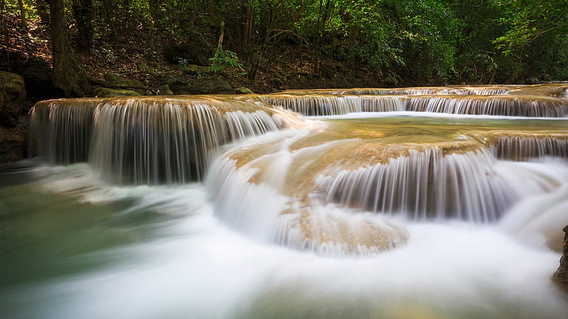 Overflowing falls, stunning, water, rock, nature, natural, falls, HD wallpaper