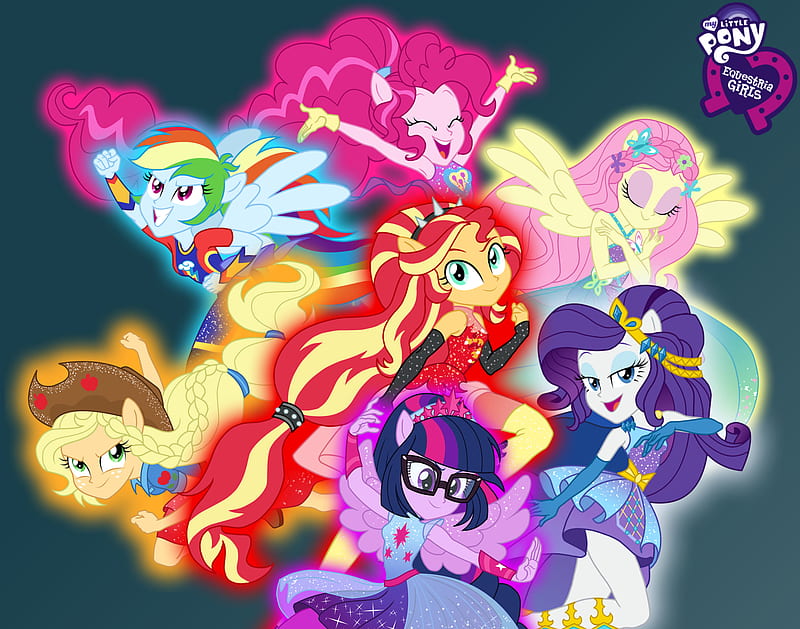 My Little Pony, My Little Pony: Equestria Girls, Sci-Twi (My Little Pony) , Sunset Shimmer , Rarity (My Little Pony) , Fluttershy (My Little Pony) , Pinkie Pie , Rainbow Dash , Applejack (My Little Pony), HD wallpaper