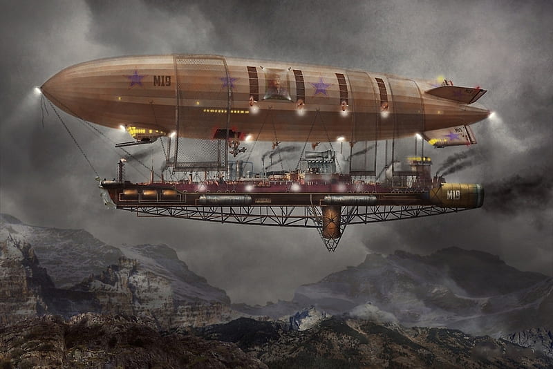 steampunk airship wallpaper