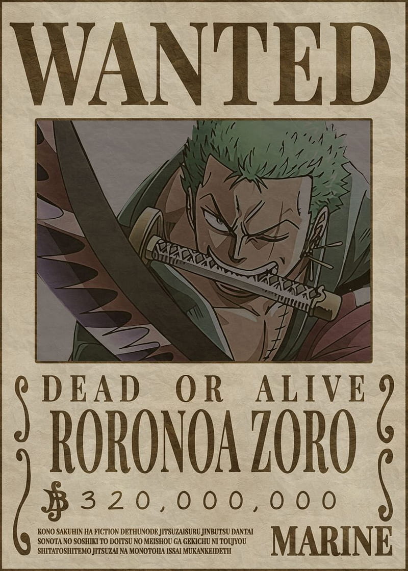 Zoro Bounty Wanted Poster' Poster by Melvina Poole. Displate. Manga anime one piece, One piece drawing, One piece comic, HD phone wallpaper