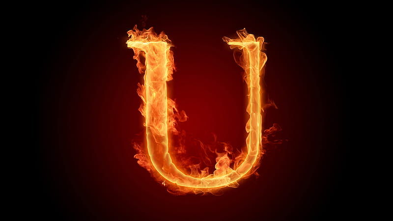 U Fiery English Alphabet Letter Black Background U Letter, HD wallpaper
