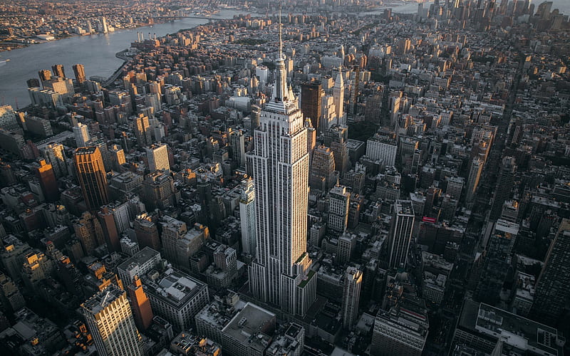 Empire State Building, Skyscraper, New York, Landmark, Morning Sunrise, Cityscape, USA, HD wallpaper