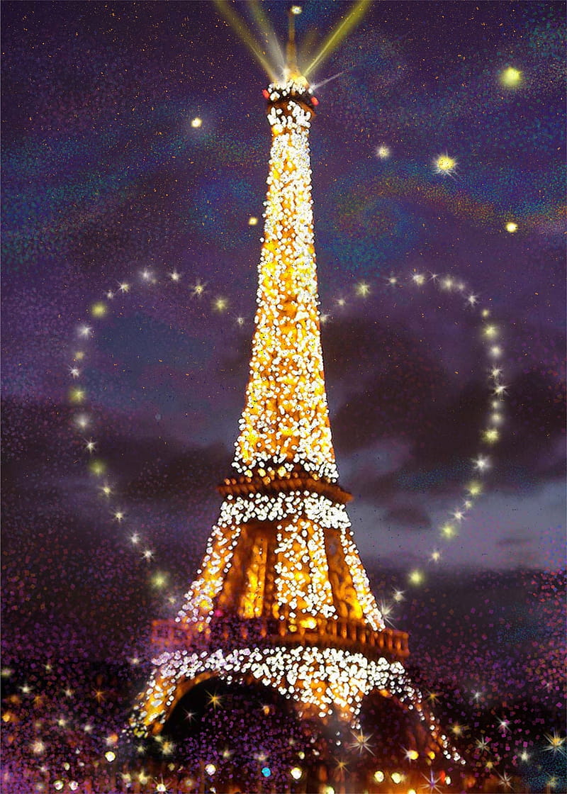 Eiffel Tower Starry Night Heart Art Card, Paris Glitter, HD phone wallpaper  | Peakpx