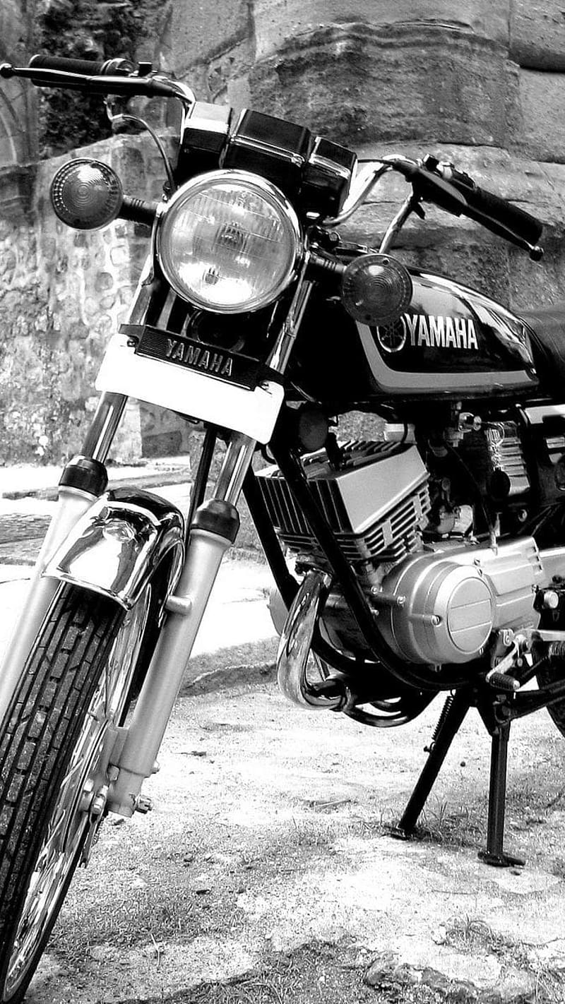 Rx100, Black And White, bike, yamaha, HD phone wallpaper