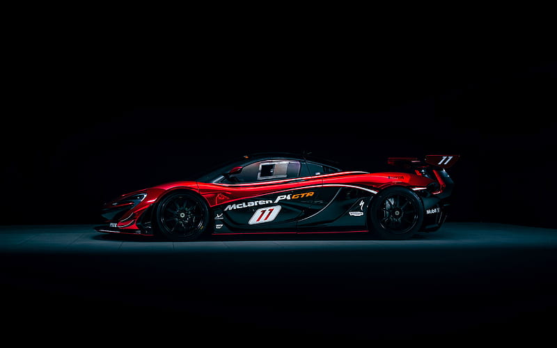 McLaren P1 GTR, exterior, side view, race car, red-black P1, tuning P1, British supercars, McLaren, HD wallpaper
