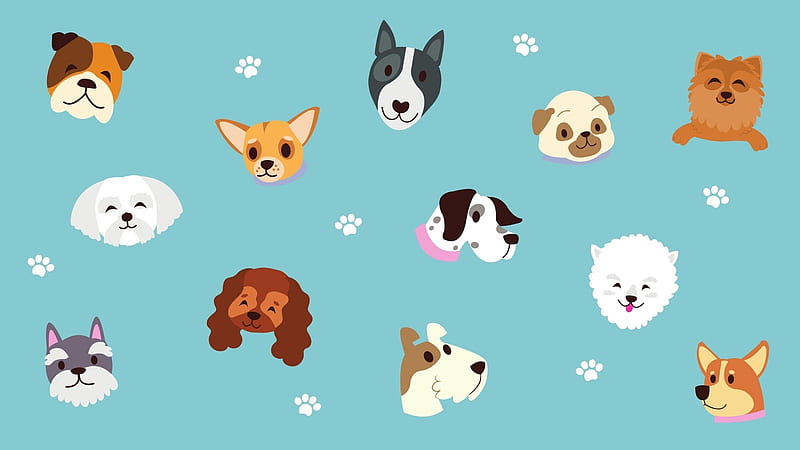 Turquoise Dogs and Paw Print Cute Zoom Virtual Background - Templates, Dog Pattern, HD wallpaper