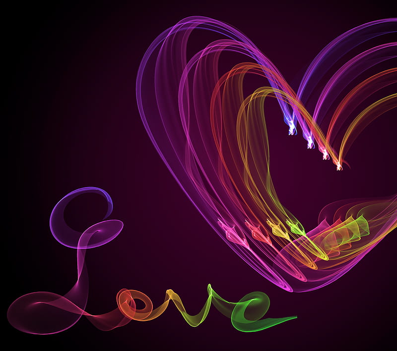 LOVE, heart, rainbow, HD wallpaper