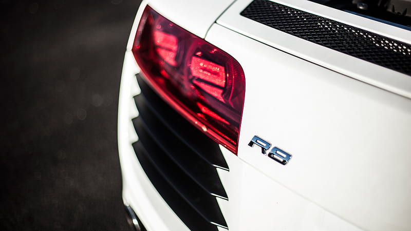 Audi R8, carros, white cars, vehicles, rear view, audi, HD wallpaper