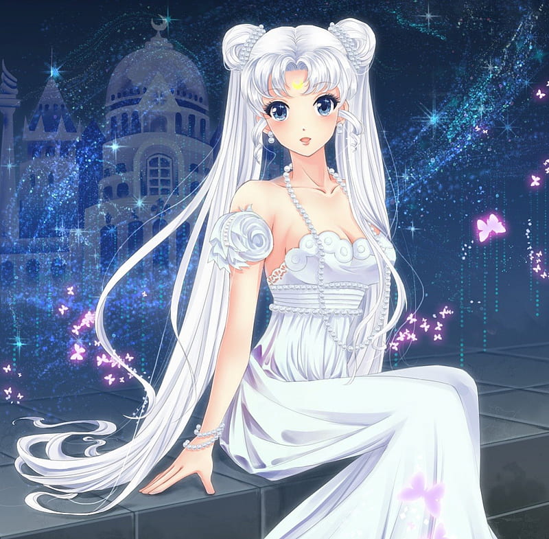 Princess Serenity, pretty, white hair, sparks, sweet, serena, nice, butterfly, anime, sailor moon, anime girl, long hair, lovely, romance, twintail, gown, sexy, abstract, palace, cute, serenity, dress, divine, sublime, elegant, twin tail, tsukino usagi, serena tsukino, hot, sailormoon, gorgeous, usagi, female, romantic, twintails, usagi tsukino, tsukino serena, twin tails, tsukino, girl, precious, passion, silver hair, princess, castle, angelic, HD wallpaper