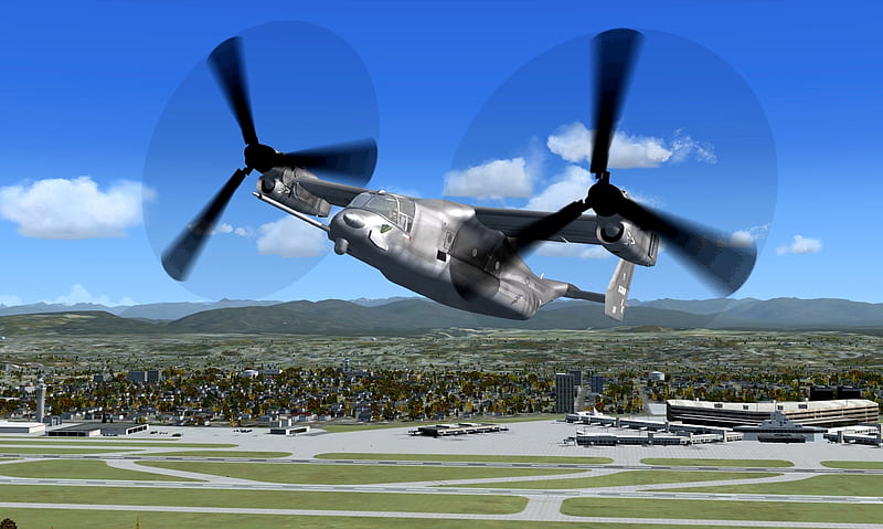 V22 OSPREY.. FSX, aircraft, fsx, military, osprey, jet, rotor, v22, HD wallpaper