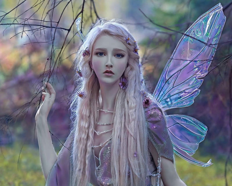 Fairy, wings, model, woman, tale, girl, pink, agnieszka lorek, blue, HD wallpaper