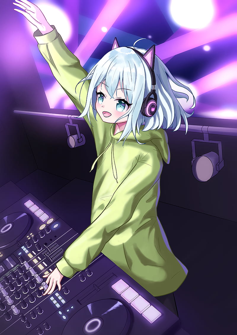 Girl, dj, headphones, ears, anime, HD phone wallpaper | Peakpx