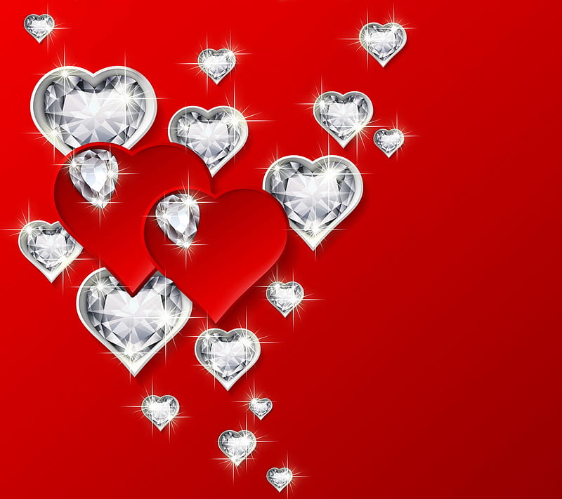 Diamond Hearts, brilliant, heart, jem, love, luxury, valentine, HD wallpaper