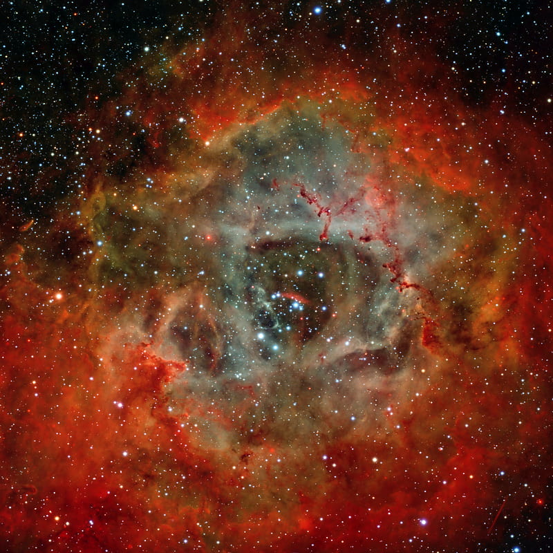 rosette nebula, nebula, glow, stars, space, red, HD phone wallpaper