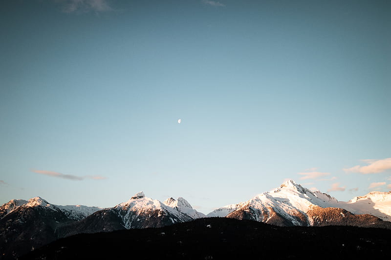 mountains, peak, sky, snowy, outdoors, HD wallpaper