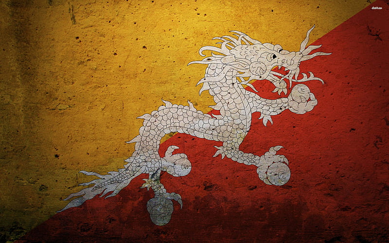 Flag Of Bhutan, star of david, rustic, background, minimalism, country, flag, texture, simplistic, HD wallpaper