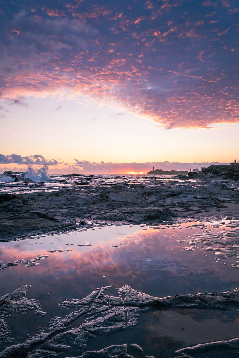 Sea, horizon, rocks, sunset, coast, HD phone wallpaper | Peakpx