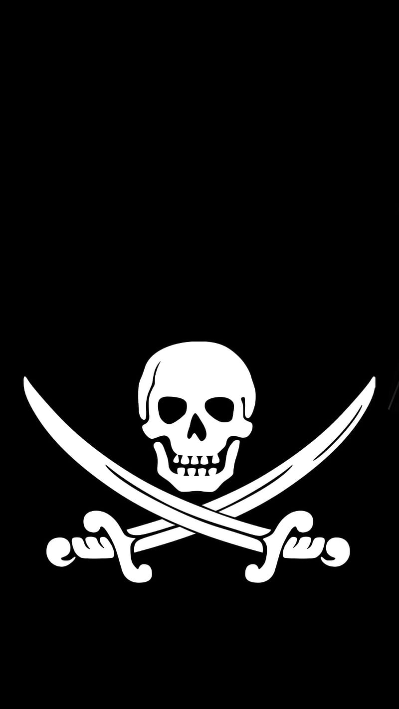 Skull pirate black, lockscreen, sker83, sobre, HD phone wallpaper