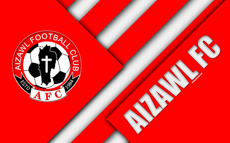 Aizawl FC indian football club, red white abstraction, logo, emblem, material design, I-League, Aijal, India, football, HD wallpaper