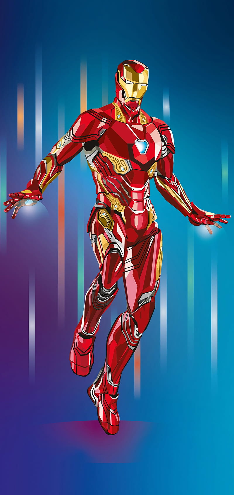 Iron Man, avengers, blue, flying, hero, marvel, movie, red, white, HD phone wallpaper