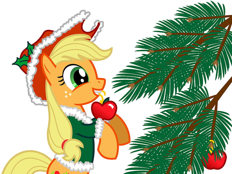 Applejack Wintertime, apple, apples, christmas, my little pony, winter, HD wallpaper
