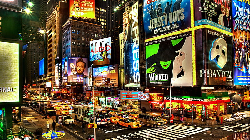 Broadway new york city at night, traffic, street, lights, HD wallpaper | Peakpx