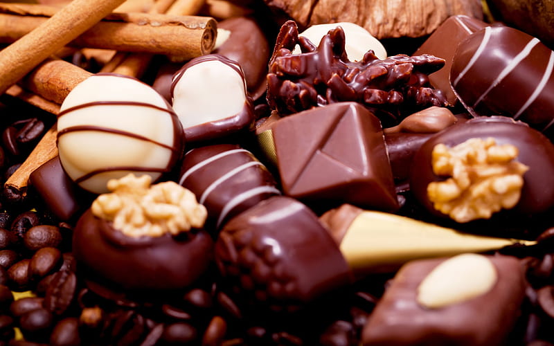chocolates, sweets, various sweets, chocolate, HD wallpaper