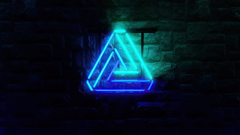 Triangle Neon Glowing , triangle, abstract, neon, HD wallpaper