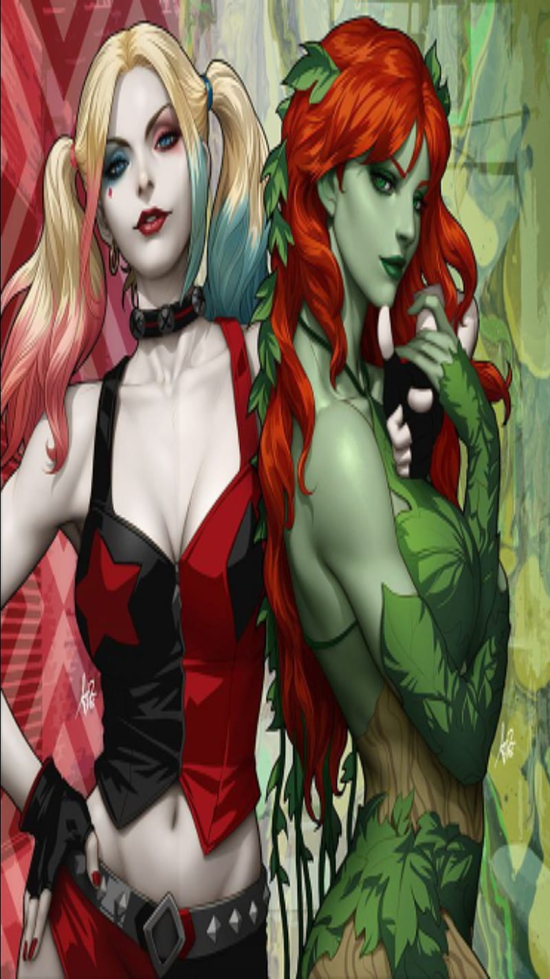 Harley and Ivy, girls, harley quinn, ivy, marvel, poison, HD phone wallpaper